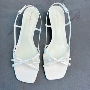Reformation Sally White Bow Heeled Sandals Sz 7.5